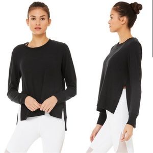 Alo Yoga Black Glimpse Long Sleeve Pullover Top